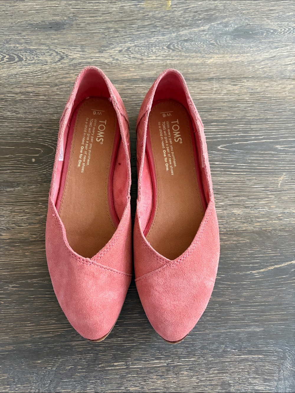 TOMS Rose Pink Suede Pointed-Toe Flats